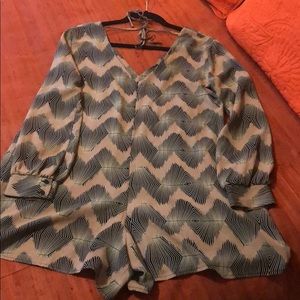 Taupe and black print romper